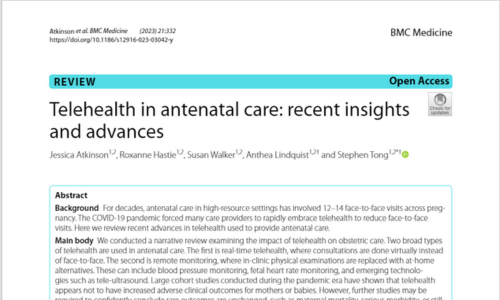 Telehealth in antenatal care: recent insightsand advancesJessica Atkinson1,2, Roxanne Hastie1,2, Susan Walker1,2, Anthea Lindquist1,2† and Stephen Tong