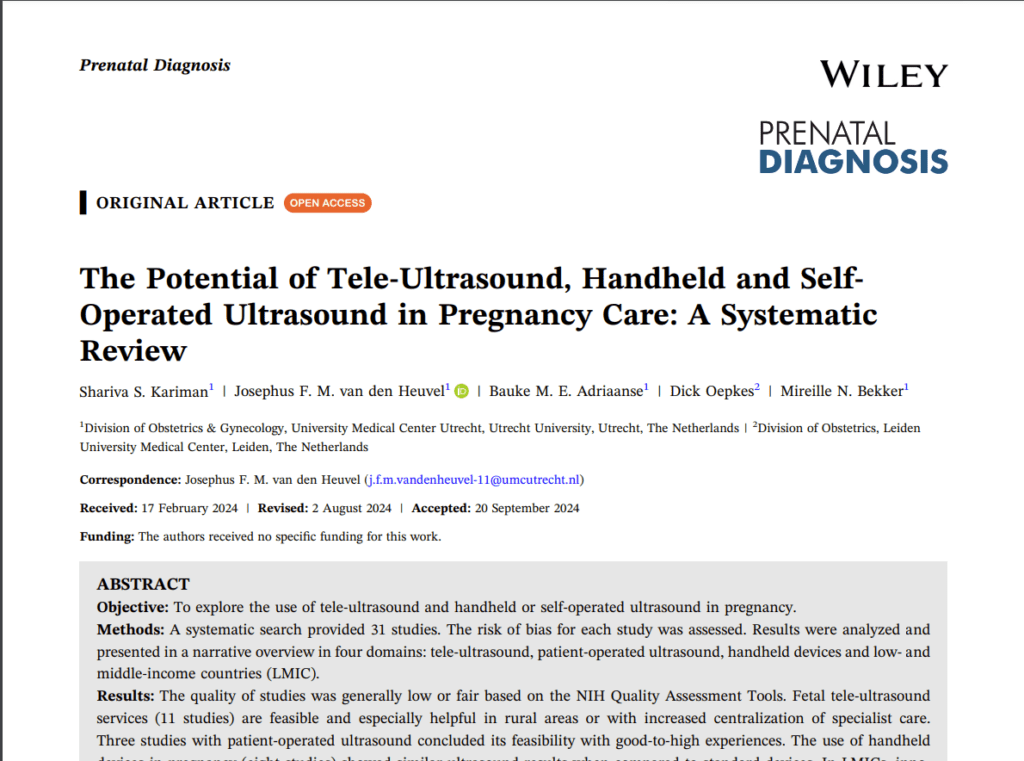 The Potential of Tele‐Ultrasound, Handheld and Self‐Operated Ultrasound in Pregnancy Care: A Systematic Review