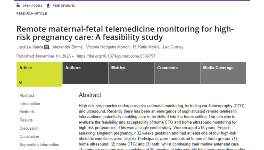 Remote maternal-fetal telemedicine monitoring in high-risk pregnancy care: A prospective feasibility study