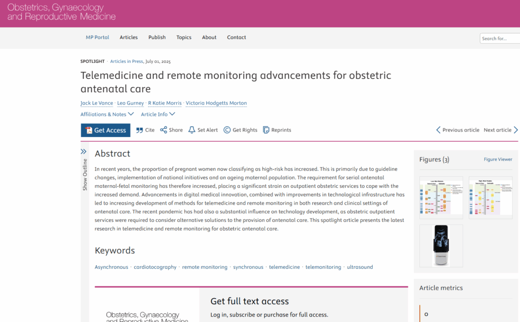 Telemedicine and remote monitoring advancements for obstetric antenatal care