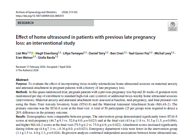 Effect of home ultrasound in patients with previous late pregnancy loss: an interventional study